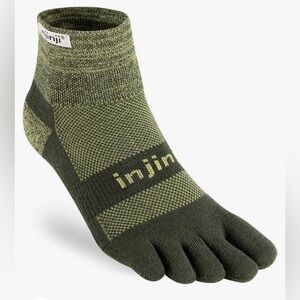 NWT injinji Men's Trail Midweight Mini Crew Toe socks size L